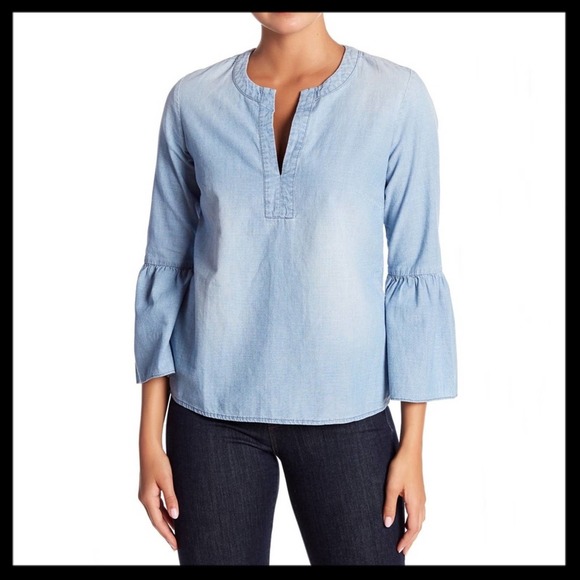 J. Crew Tops - J. Crew Chambray Bell Sleeve Top